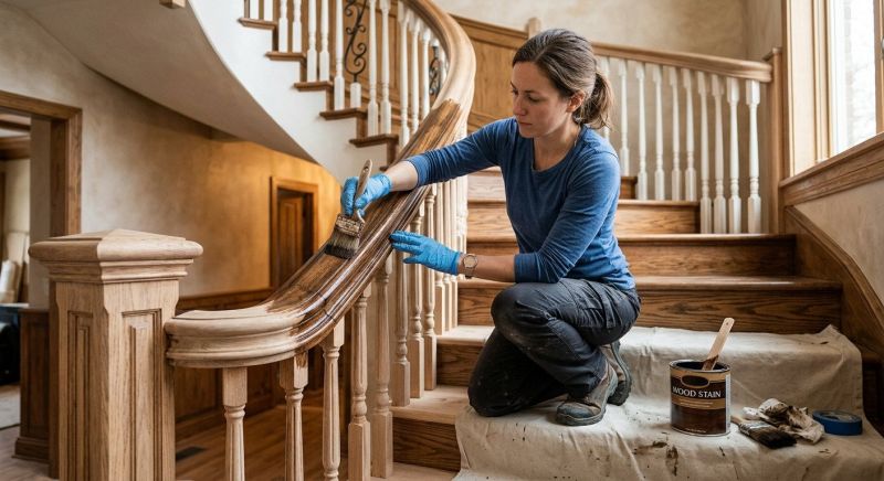 Wood Handrail Staining in Waco, TX